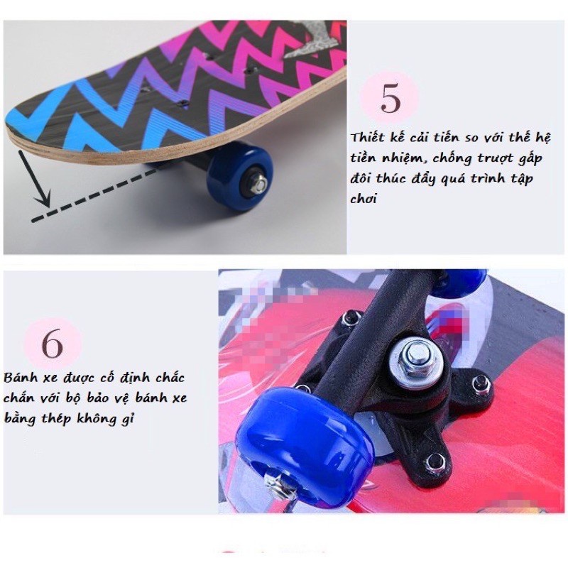 Ván Trượt thể thao siêu nhân nhiều màu bằng gỗ dành cho Trẻ Em, ván trượt nhiều hình vui nhộn cho bé chơi giá rẻ