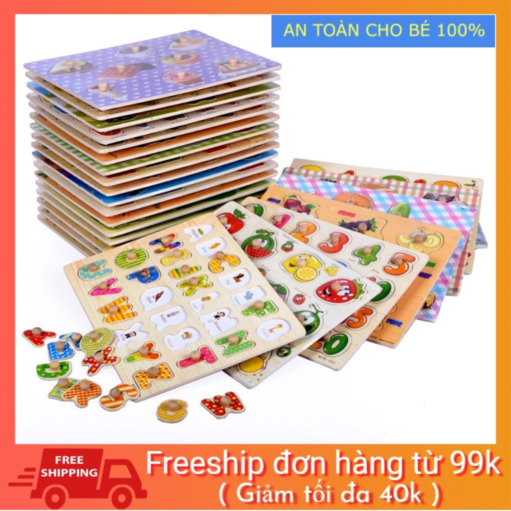 [Mã LIFETOYS1 giảm 30K đơn 99K] Đồ Chơi Xếp Ghép Hình Bảng Núm Gỗ Loại 20x30 Cm Nhiều Chủ Đề Hàng Chuẩn Đẹp