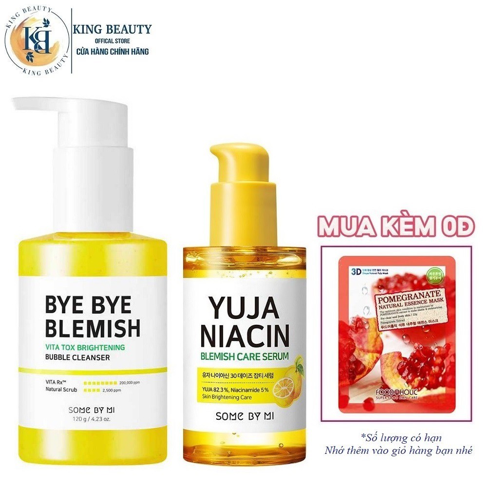 Combo Dưỡng Da Trắng Sáng Chiết Xuất Quả Thanh Yên Some By Mi ( SRM Bye Bye Yuja 50ml  + SR Yuja 120g )