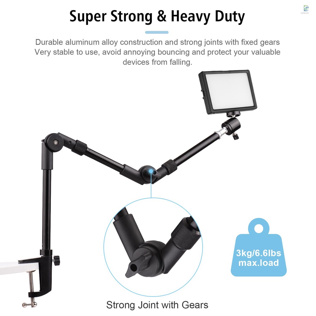 Andoer USB Video Conference Lighting Kit Including 2 * LED Video Lights 3200K-5600K Dimmable + 2 * Foldable Desk Mount Light Stands + 2 * Flexible Ballhead  Adapter + 10 * Color Filters(Red/Yellow/Blue/Green/White) for Live Streaming Video Recording Onlin