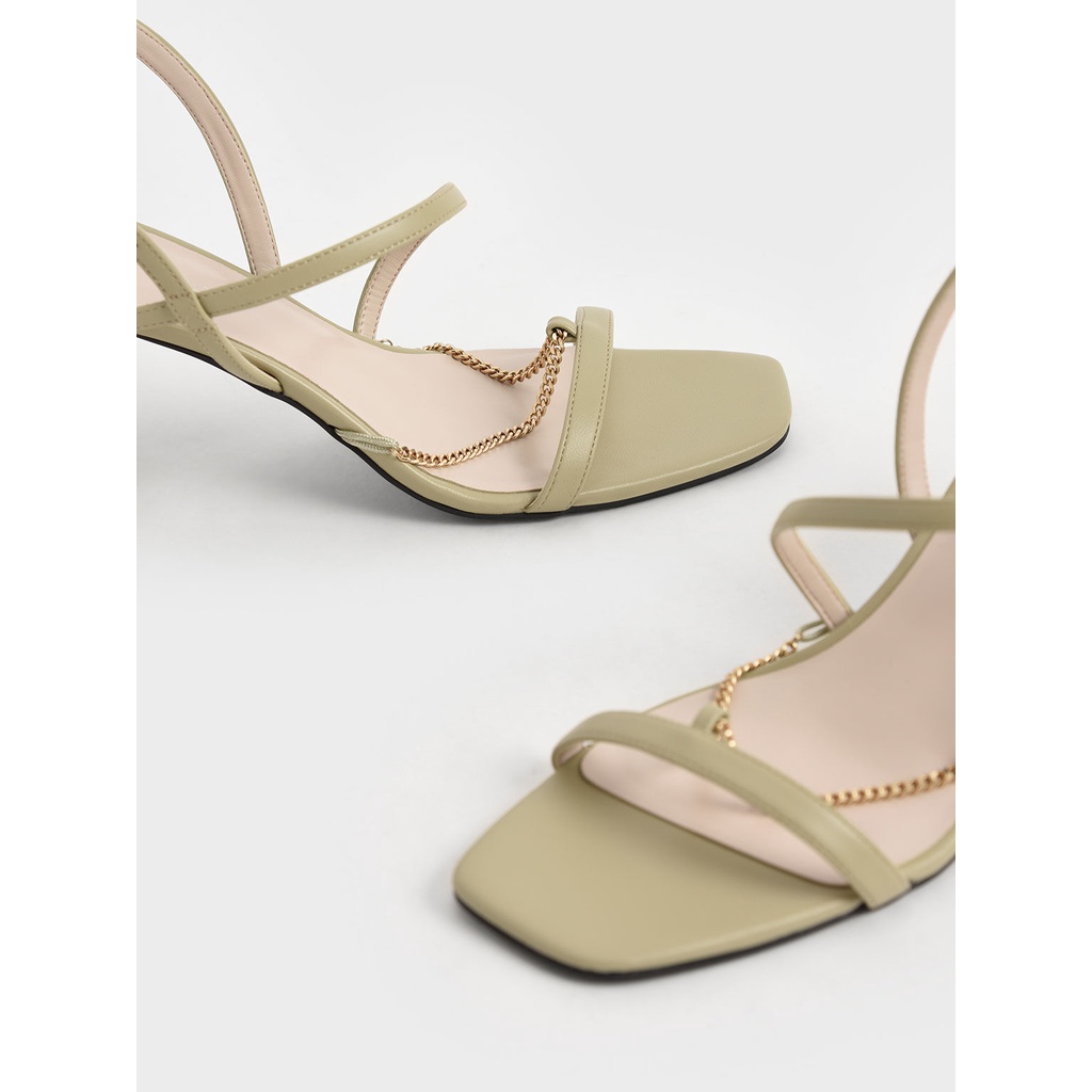 Giày sandal nữ cao gót 7 phân xích vàng Charles & Keith | Auth - Sing - Ảnh thật