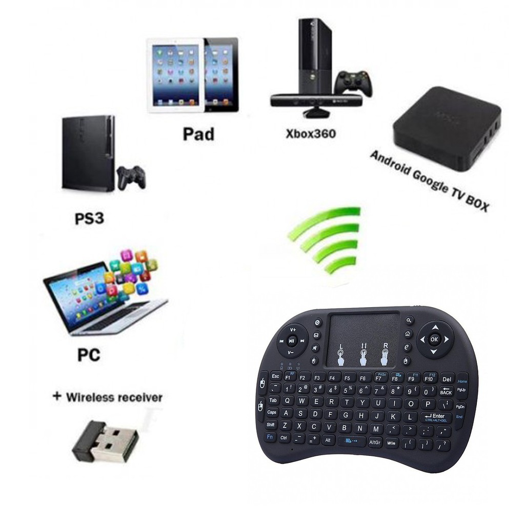 [Tặng Pin] Bàn phím kiêm chuột không dây mini dùng cho Laptop, máy tính bàn, điện thoại, máy tính bảng, TV smart,...