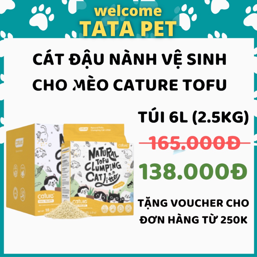 [Mã PET50K giảm Giảm 10% - Tối đa 50K đơn từ 250K] Cát Vệ Sinh Đậu Nành Cho Mèo CATURE TOFU 6L (2.5KG) TATAPET