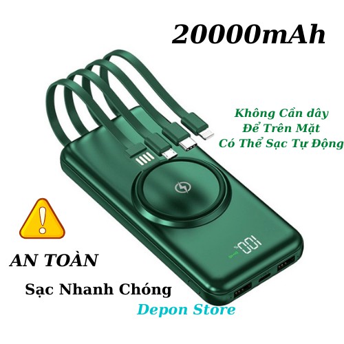 (Bấm chọn quà)Sạc Dự Phòng,Sạc Dự Phòng 20000 mah,Mẫu Cao Cấp Có 4 Đầu Ra Sẵn Tiện Mang Theo.