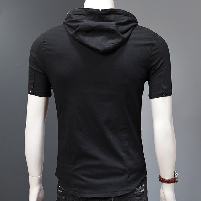 Áo hoodie, áo cộc có mũ chất liệu cotton mùa hè. thể thao  mỏng ngắn tay hợp thời trang có khóa N1
