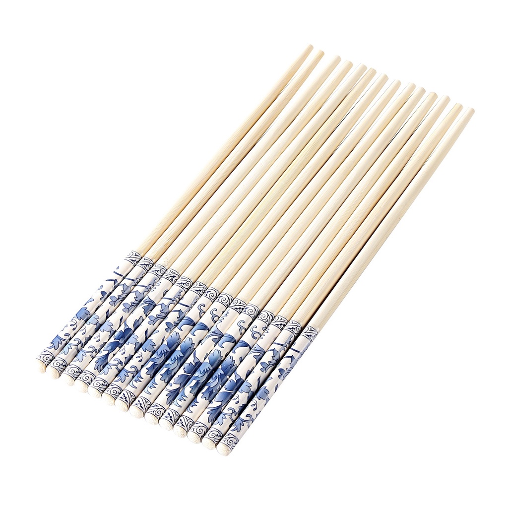 Set 10 Đôi Đũa Sứ Họa Tiết Trắng Xanh