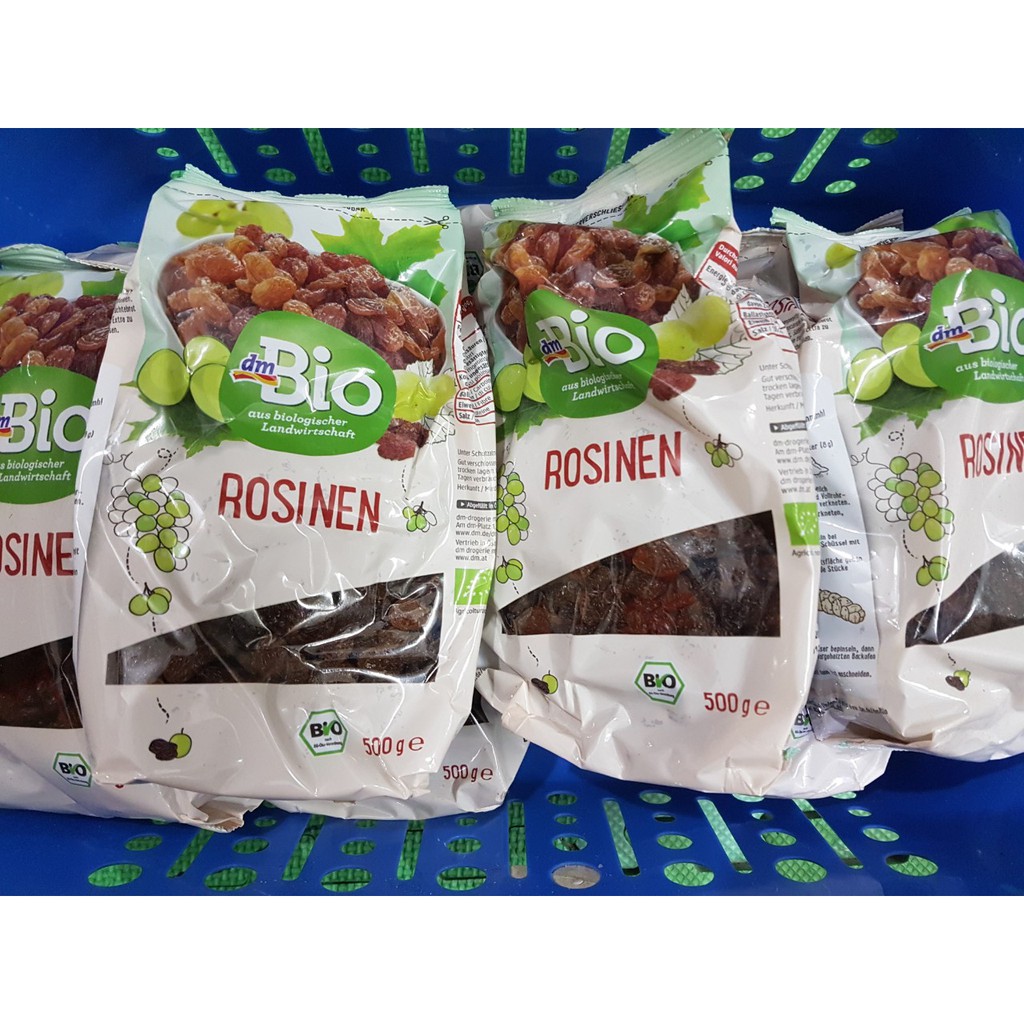 Nho khô hữu cơ dmBio Rosinen của Đức 500g