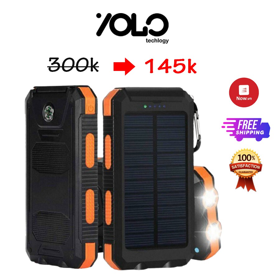 Sạc Dự Phòng, Sạc Dự Phòng Năng Lượng Mặt Trời 20000 mAh Tích Hợp Đèn Pin Và La Bàn Chống Thâm Nước - Hàng Chất Lượng