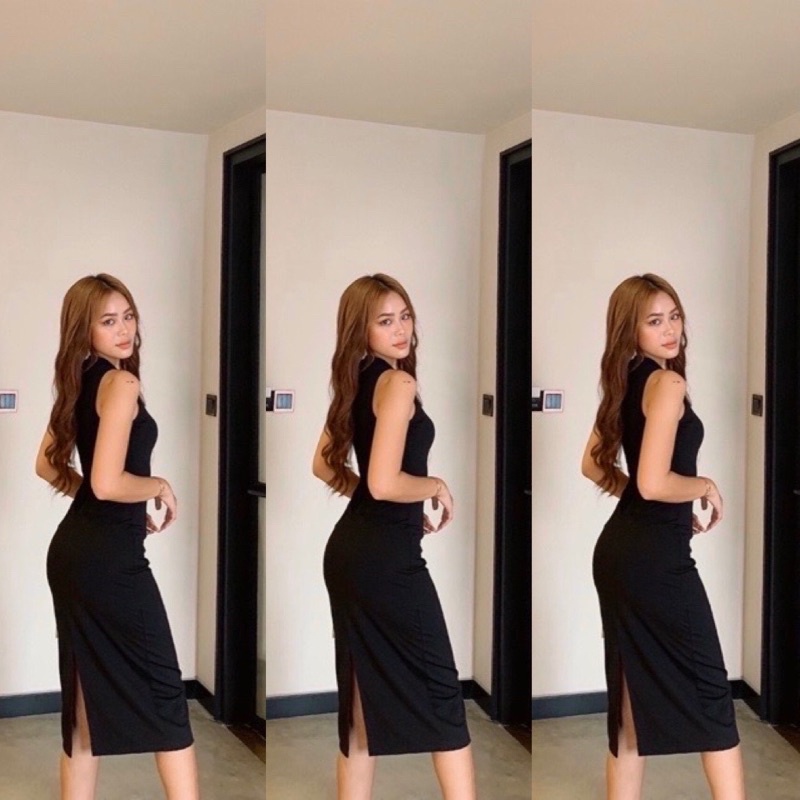 Đầm ôm ba lỗ body xẻ sau sát nách