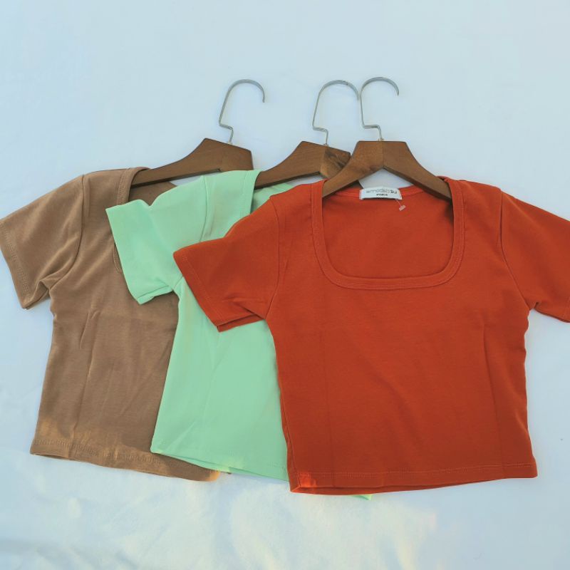 ÁO CROPTOP TAY NGẮN Cổ U BORIP XỊN NTTshop A3-UU
