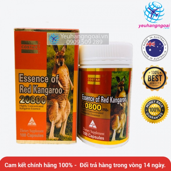 Viên uống Costar Essence of Red Kangaroo 20800 Max của Úc 100 viên tăng cường sức khỏe (ĐẢM BẢO CHÍNH HÃNG ÚC 100%).