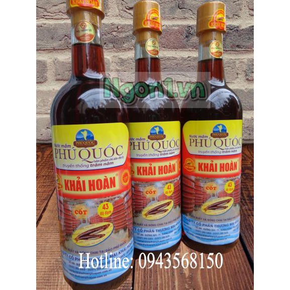 1 chai nước mắm Khải Hoàn Phú Quốc (chai thủy tinh 520ml) đặc sản đảo ngọc (mẫu mã mới, nước mắm ngon, bao bì đẹp)