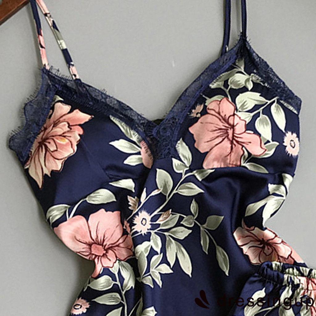 Bộ đồ ngủ hai dây chất liệu satin xinh xắn nhiều màu lựa chọn cho nàng