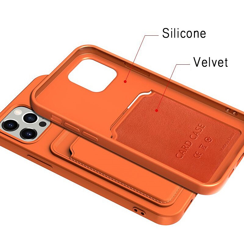 Ốp Điện Thoại Silicone Mềm Chống Sốc Có Ngăn Đựng Thẻ Cho iPhone 14 13 12 11 Pro Max X XR XS Max