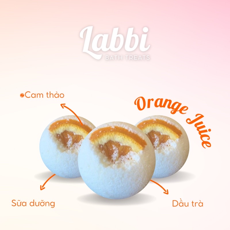 ORANGE JUICE  [Labbi]  Bath bomb / Viên sủi bồn/ Bom tắm / Viên thả bồn tắm / Bathbomb