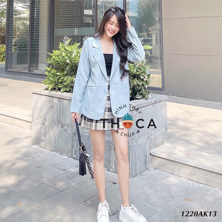 Blazer áo khoác vest 2 lớp trơn túi xéo màu xanh ngọc THOCA HOUSE sang trọng xu hướng Hàn Quốc, dễ phối đồ | BigBuy360 - bigbuy360.vn
