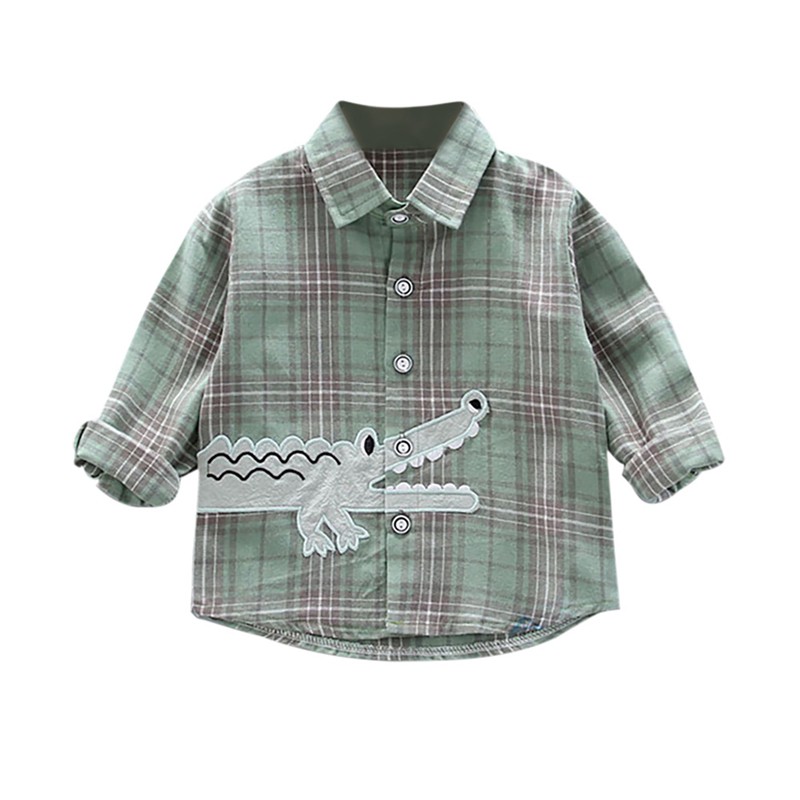 Áo Sơ Mi Cotton Tay Dài Họa Tiết Kẻ Sọc Thời Trang Cho Bé Trai