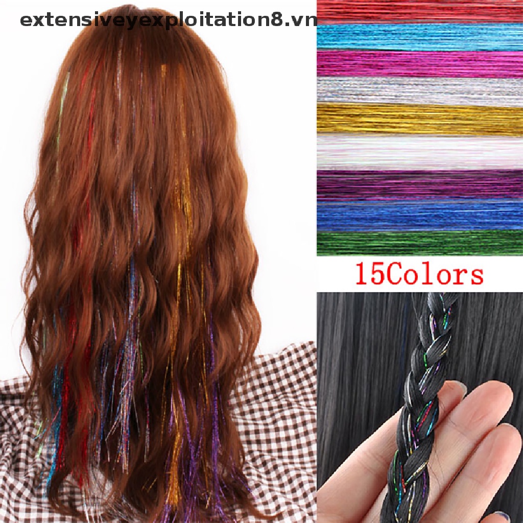 Cuộn 120 Sợi Kim Tuyến Màu Cầu Vồng Lấp Lánh Trang Trí Tóc