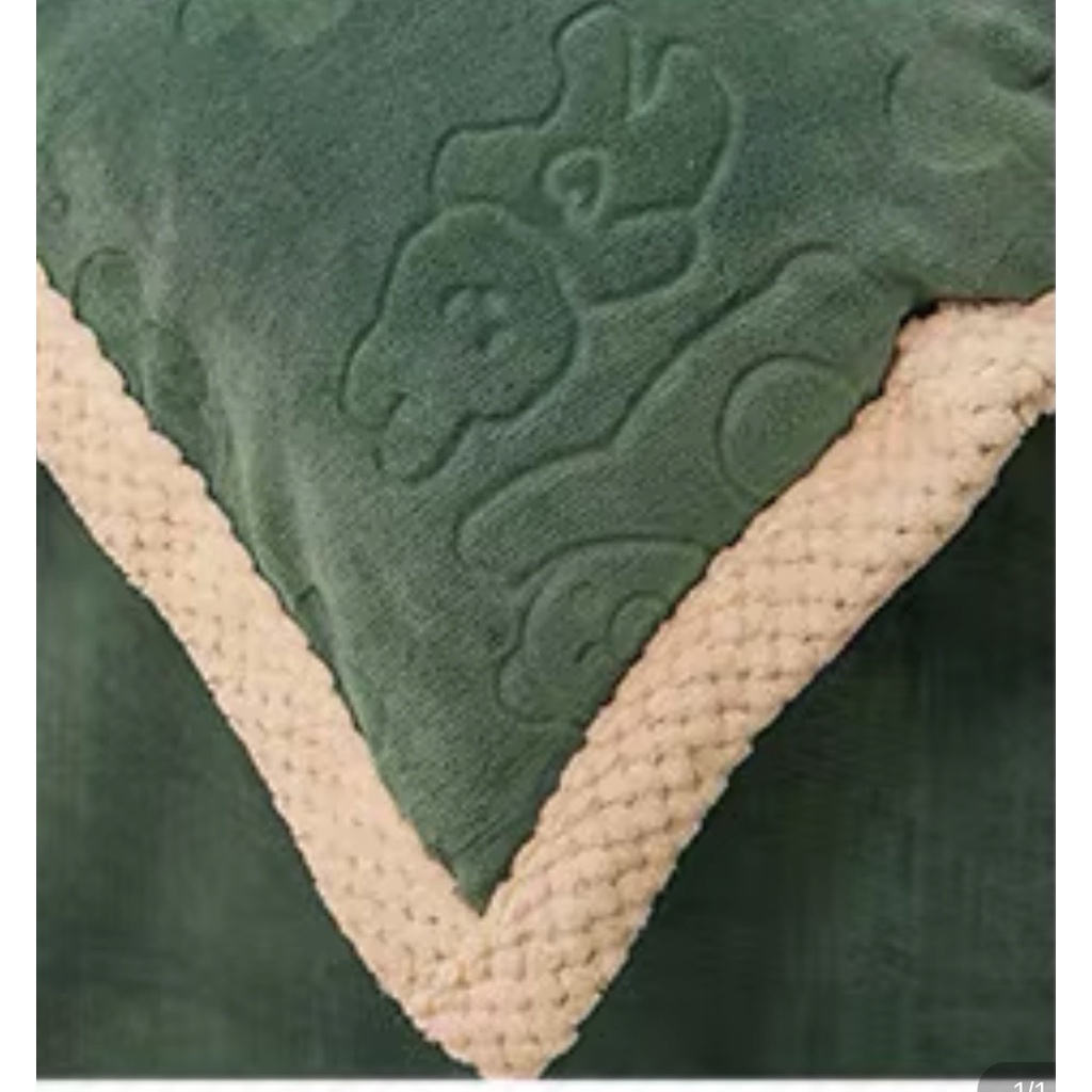 SÉT 4 MÓN CHĂN GA GỐI NỈ GẤU DẬP IN HOA HÀNG NHẬP,DẦY MỊN CHĂN CÓ KHÓA KÉO (KHÔNG KÈM RUỘT) - loại 1