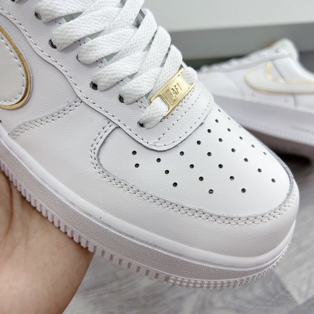 Giày air force 1 bản cao cấp giày trắng vạch vàng đế độn cực êm tặng kèm hộp