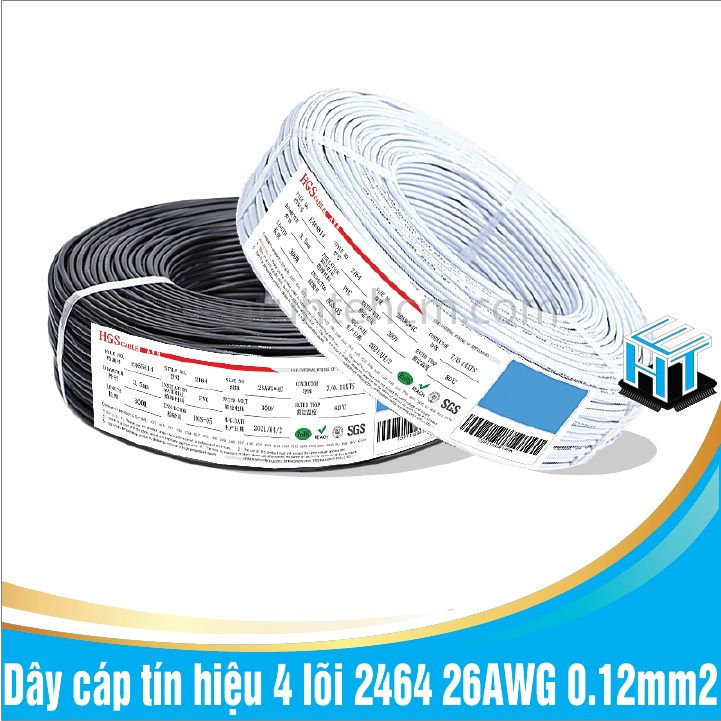 1 Mét Dây cáp tín hiệu 4 lõi 2464 26AWG 0.12mm2 vỏ PVC 80 độ C