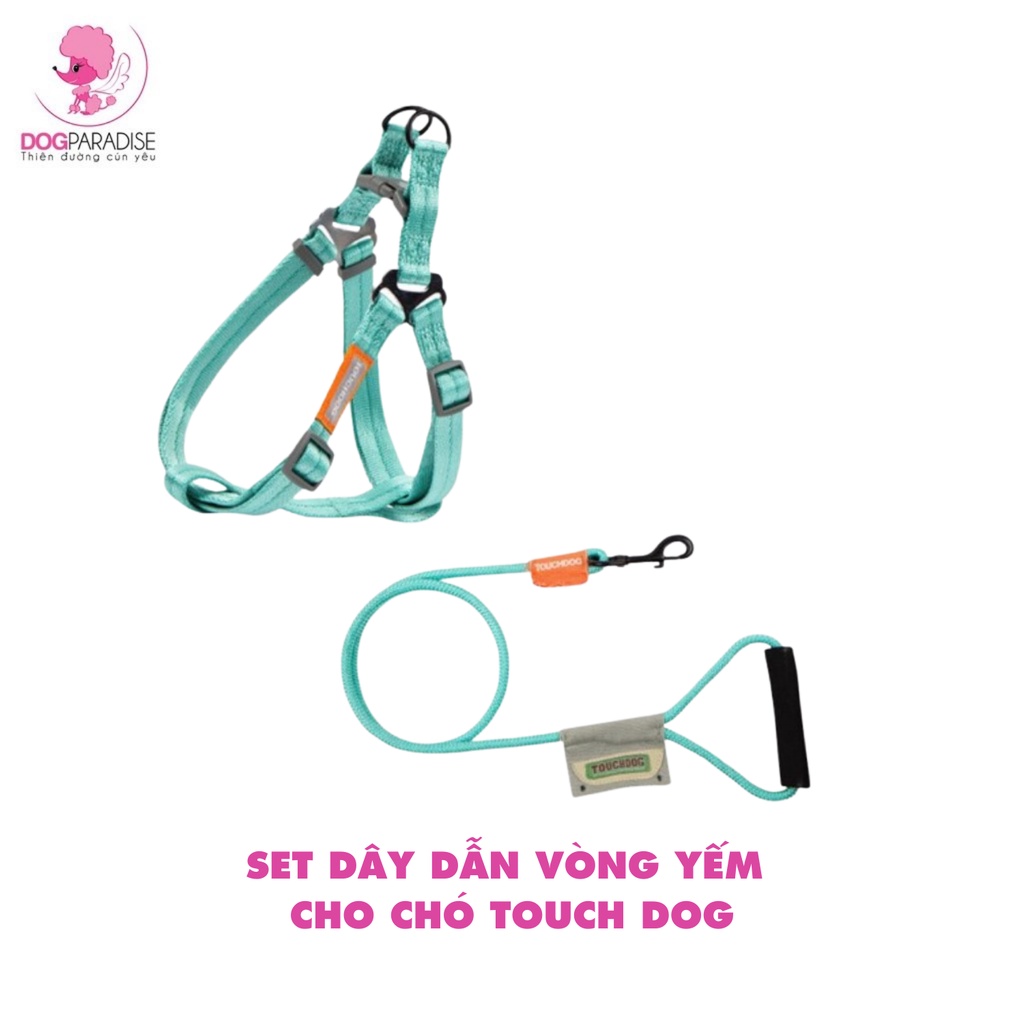 Set dây dẫn vòng yếm đi dạo cho chó Touchdog chất liệu vải cao cấp chắc chắn - Dog Paradise