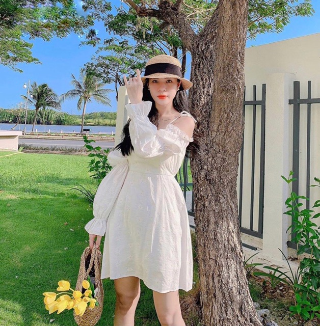 Đầm hai dây rớt vai tay bo - Chang2 Dress | BigBuy360 - bigbuy360.vn