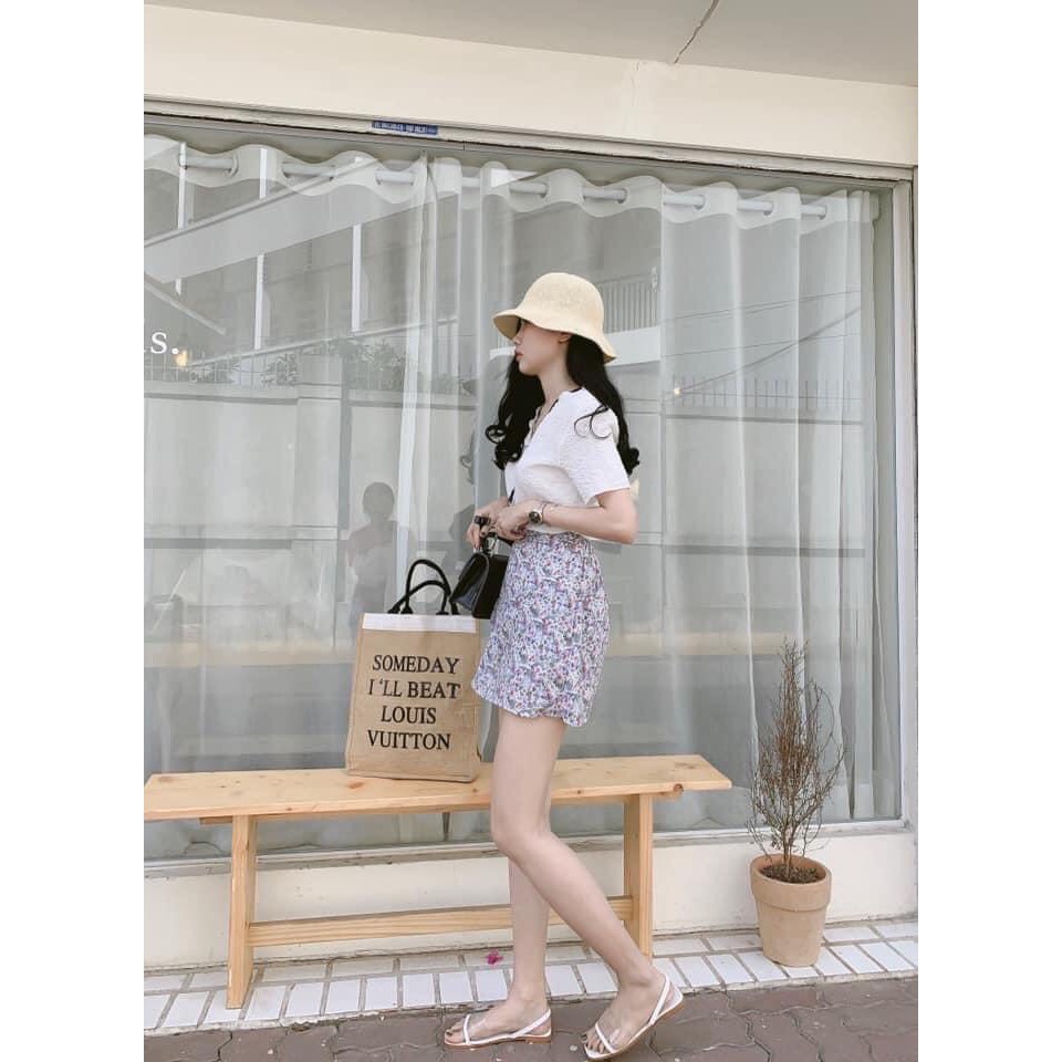 Sét Áo Nhăn Viền Mix Chân Váy Ngắn Hoa ❤️FREESHIP❤️ Set Đồ Bộ Chất Mềm Mịn - TT90075 | BigBuy360 - bigbuy360.vn