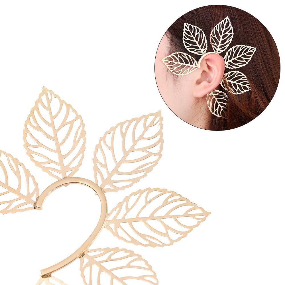Khuyên Vành Tai Kim Loại Hình Chiếc Lá Thời Trang Cho Nữ
