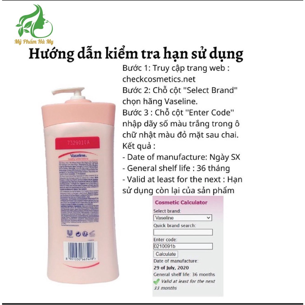 Sữa Dưỡng Thể Vaseline Healthy White UV Lightening Body 725ml - Mỹ Phẩm Hà My | BigBuy360 - bigbuy360.vn