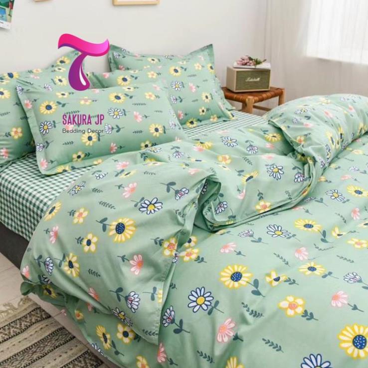 HÀNG MỚI- Set 4 món chăn ga gối cotton poly Vintage cao cấp Hàn Quốc-Chăn Ga Gối Poly