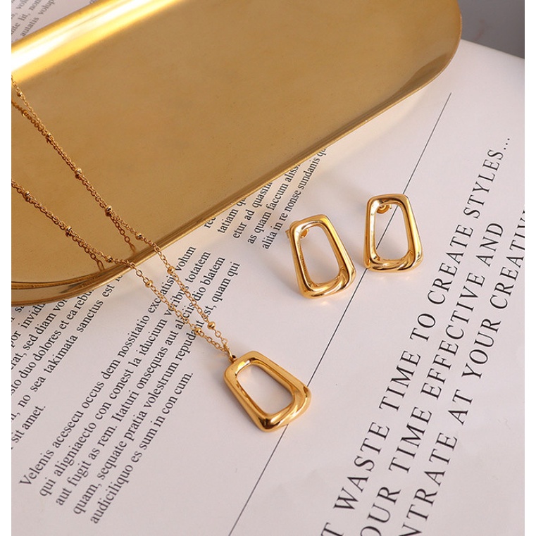 Bông Tai Hoặc Dây Chuyền Hình Học Cá Tính Titan Ko Han Rỉ TT 3970