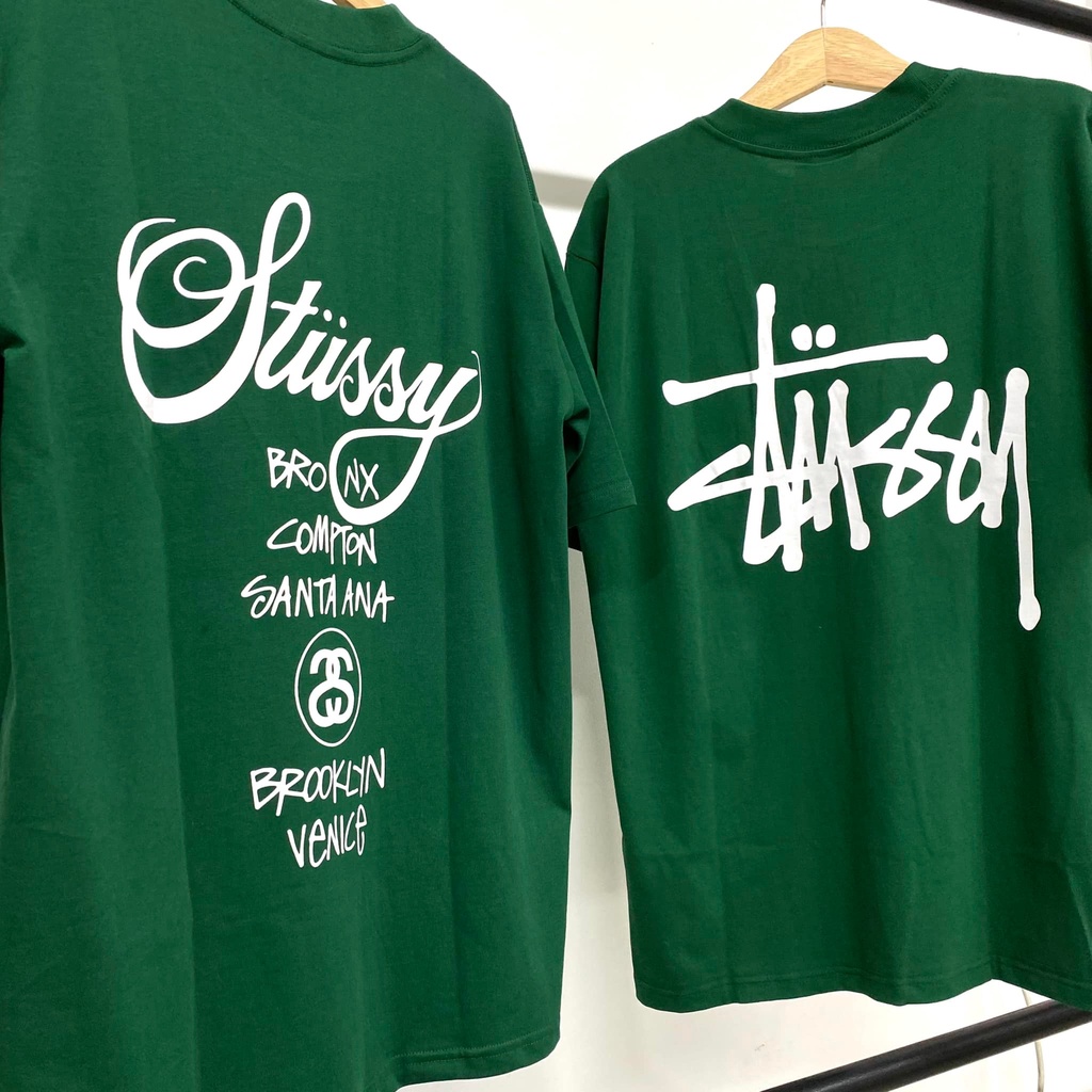 Áo thun xanh lá unisex nam nữ stussy , cotton 2c form rộng thoáng mát - GAHO SHOP