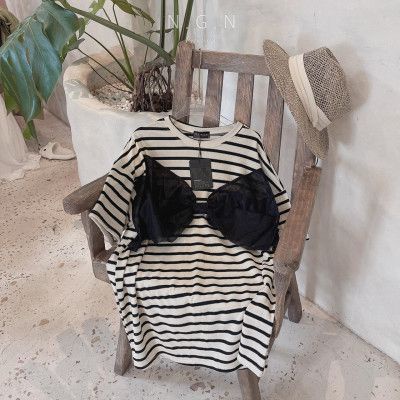 Váy phông kẻ nơ phối đen tiểu thư xinh