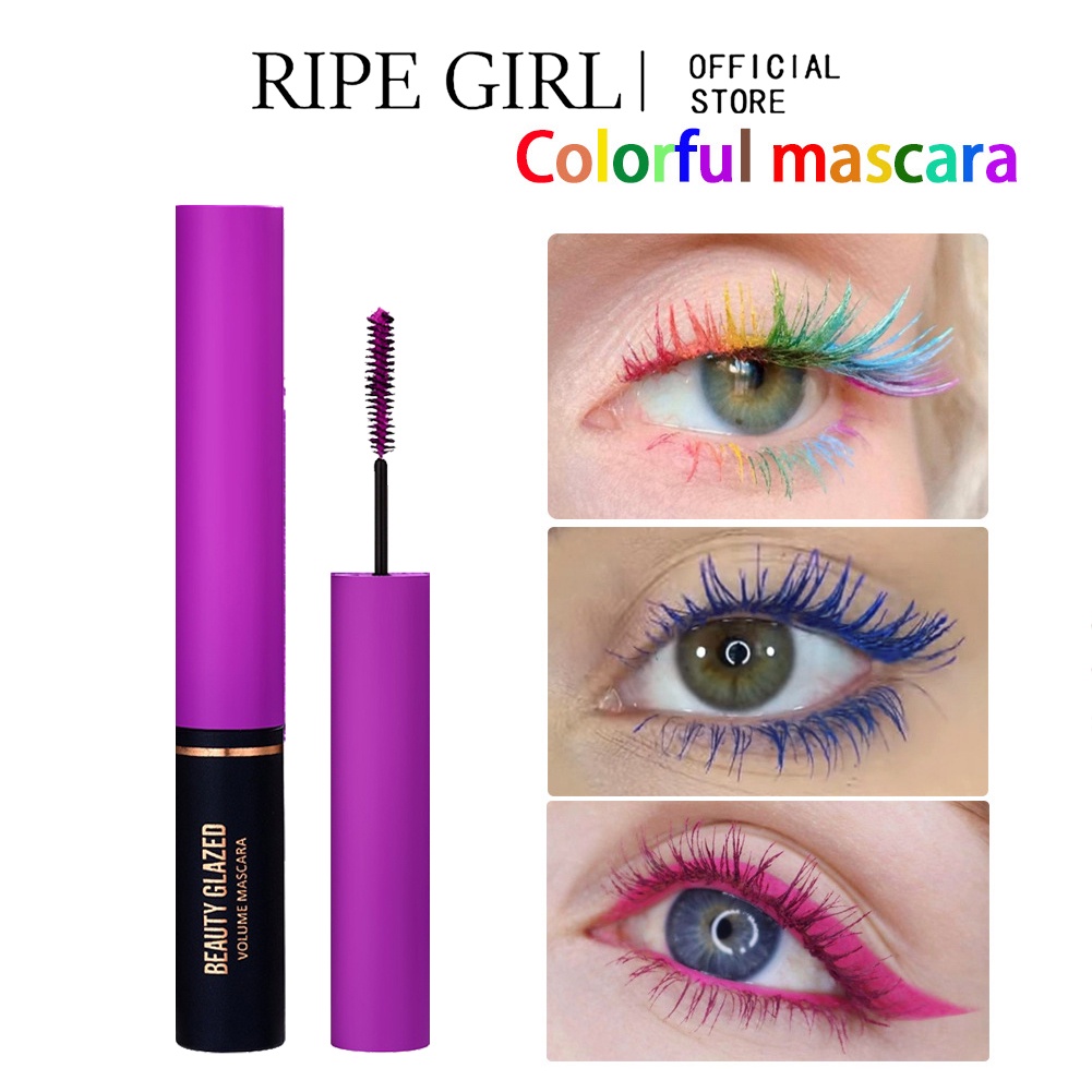 Mascara chải lông mi RIPE GIRL làm dày siêu mềm mịn nhiều màu sắc tùy chọn chống thấm nước và mồ hôi không bị nhòe