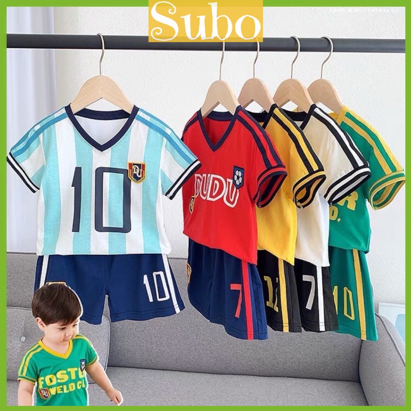 Bộ quần áo bé trai phong cách thể thao bóng đá_ Bộ đồ cộc tay cho bé từ 7- 17 kg