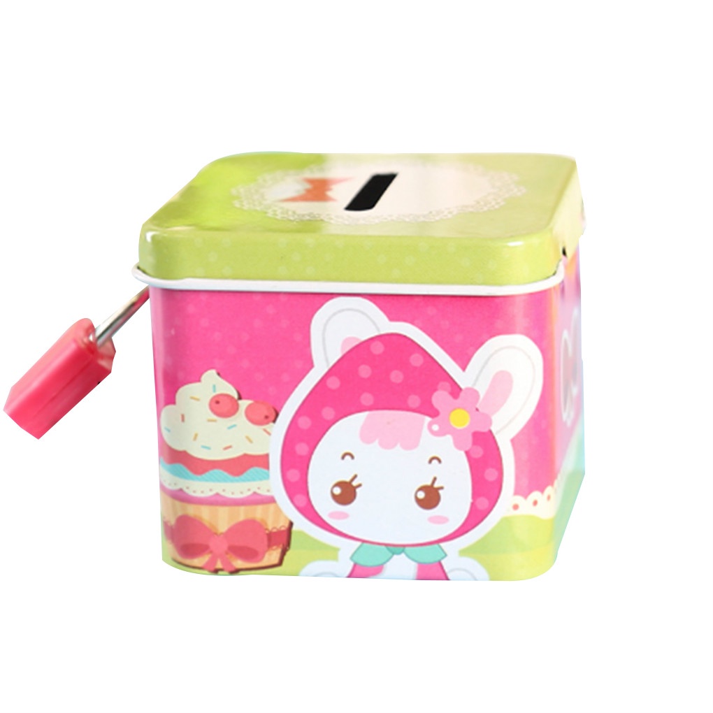 Cartoon Cute Square Tin Metal Piggy Bank Saving Cash Coin Money Box Children Toy Kids Gifts Random Color【Huiteni】