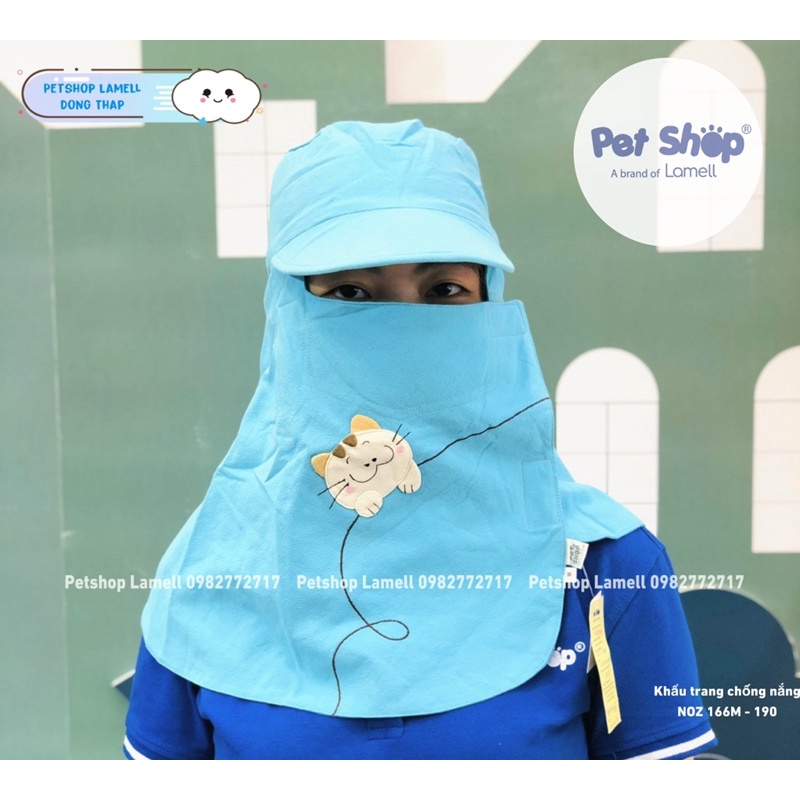 Khẩu trang PETSHOP chống nắng trùm đầu cotton thoáng mát size M- NOZ 166M( Vòng đầu khoảng 57cm)