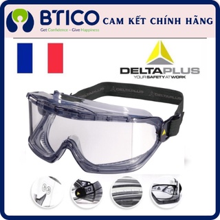 Kính chống hóa chất Delta Plus GALERAS Clear chống bụi, ôm theo dáng mặt, đeo được kính cận