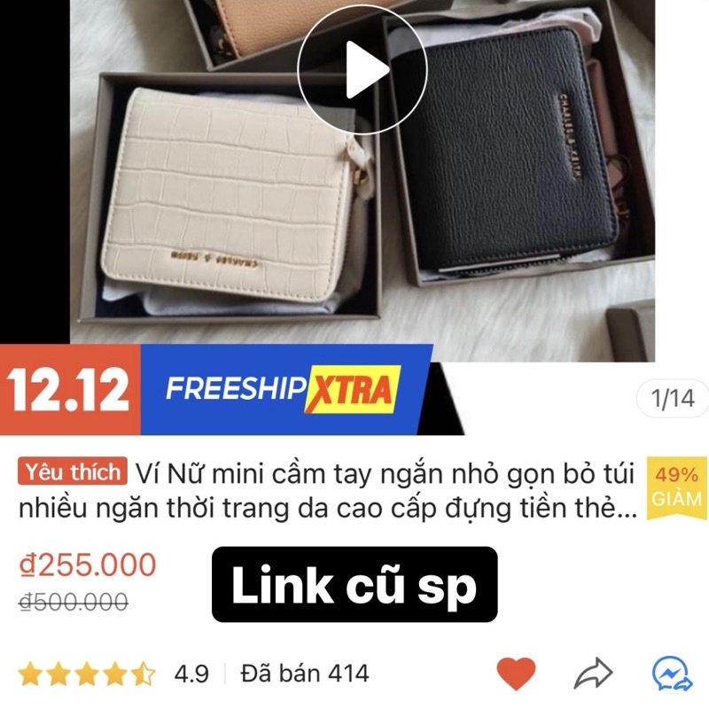 Ví nữ mini ngắn CNK cầm tay nhỏ gọn bỏ túi nhiều ngăn thời trang da cao cấp đựng tiền thẻ giấy tờ