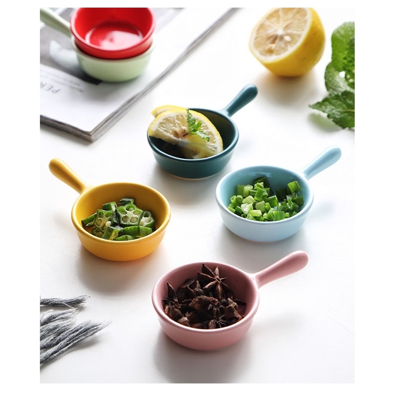 Chén chấm có tay cầm, bát đựng nước sốt gia vị decor, bát ăn dặm