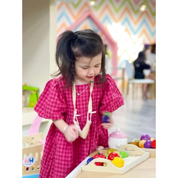 🍓🍓 ĐẦM HỒNG KẺ CA RÔ HOT TREND CHO BÉ GÁI 🍓🍓