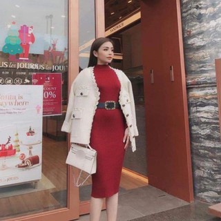 Váy len body cổ 3cm