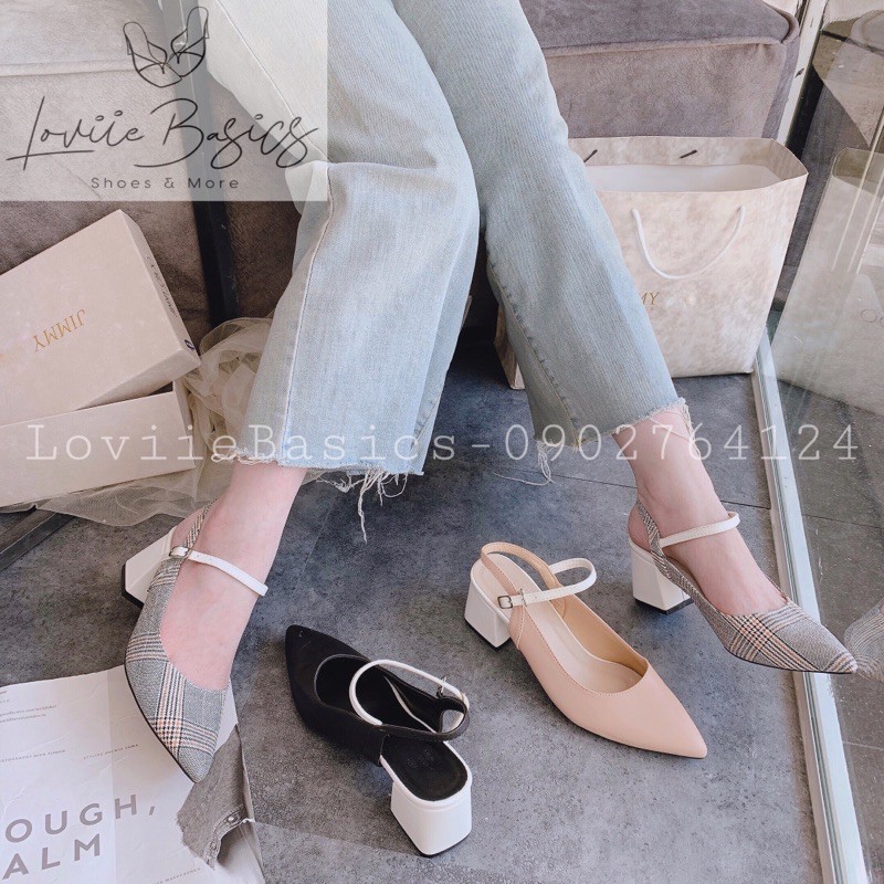 LOVIIE BASICS - GIÀY CAO GÓT 5P BÍT MŨI ĐẾ VUÔNG 5P - GIÀY ĐẾ VUÔNG CAO GÓT BÍT MŨI 5 PHÂN - SANDAL ĐẾ VUÔNG G200956