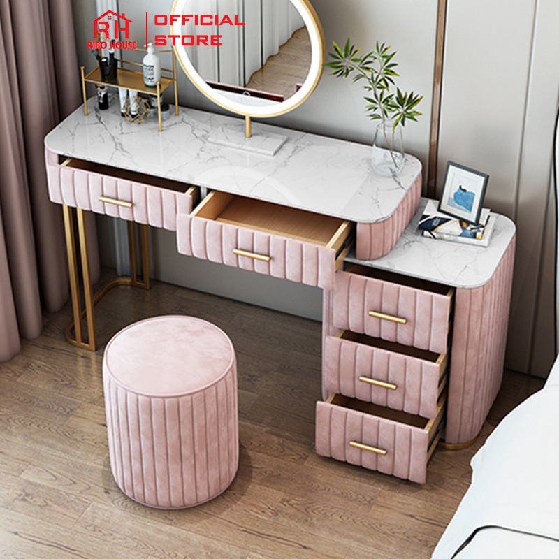 Ghế đôn bàn trang điểm kiểu mới RIBO HOUSE phong cách bắc âu để phòng ngủ phòng khách các tiệm nail, spa hiện tại RIBO59