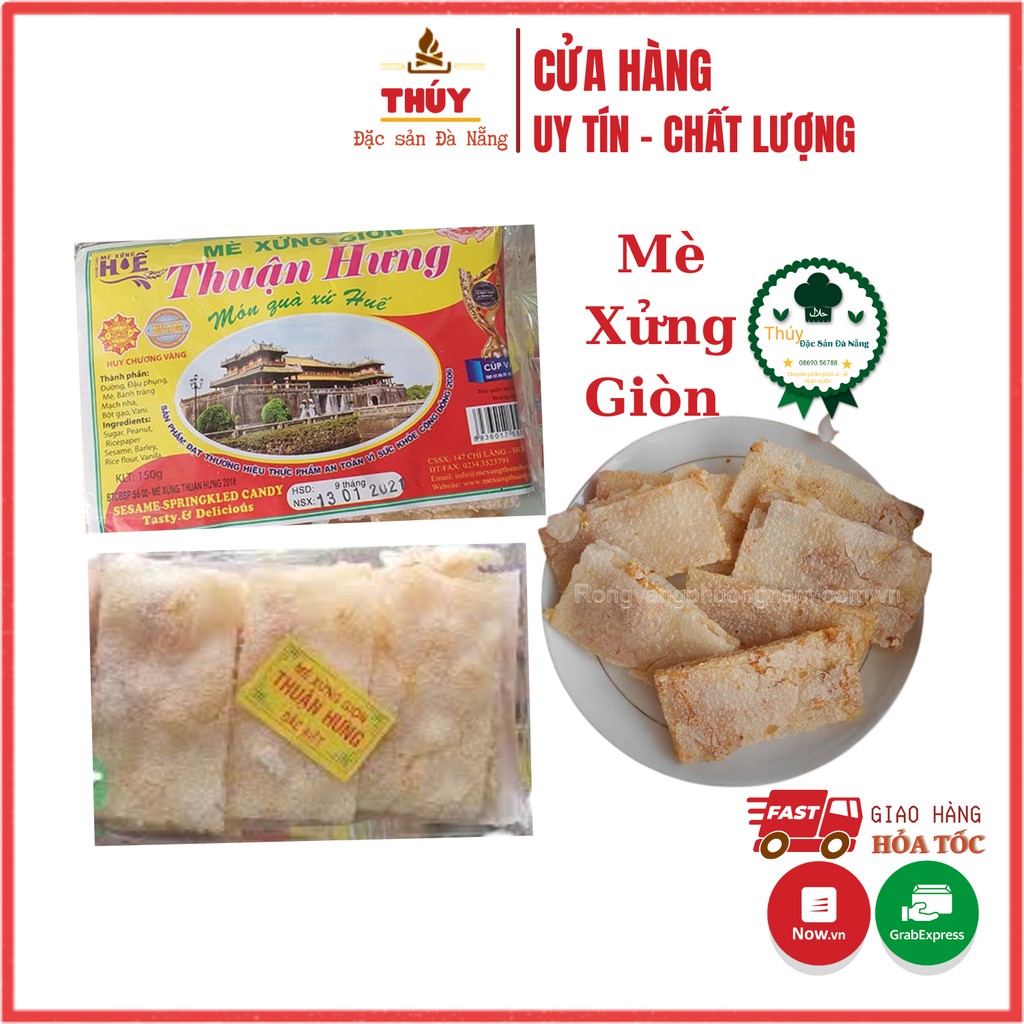 Mè xửng giòn Huế Thuận Hương gói 150gr gồm 9 cái bánh vị ngọt ngọt dẻo dẻo giòn giòn