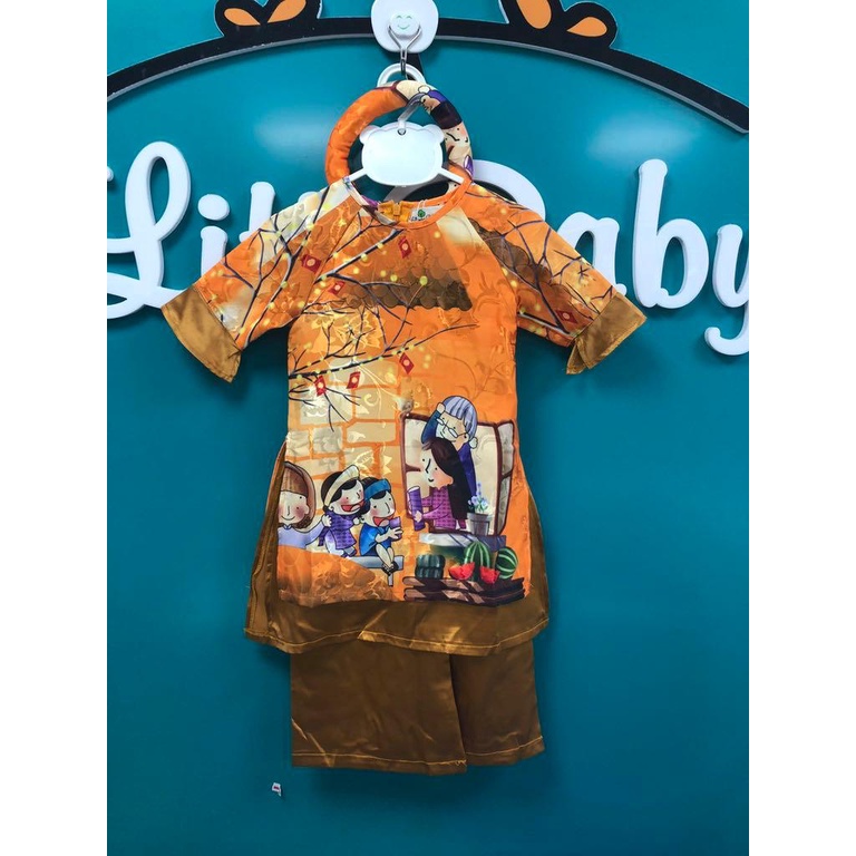 Áo dài phối hình gia đình sum vầy LITIBABY size 1/5