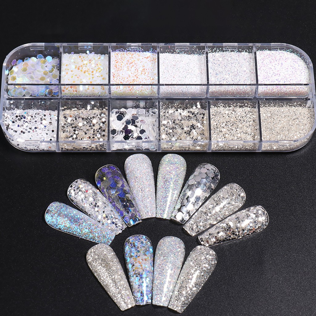 Hộp kim tuyến lấp lánh độc đáo dành cho trang trí móng tay nghệ thuật DIY
