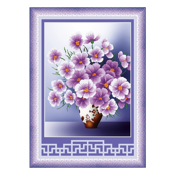 Tranh thêu Bình Hoa Tím ms 53206
