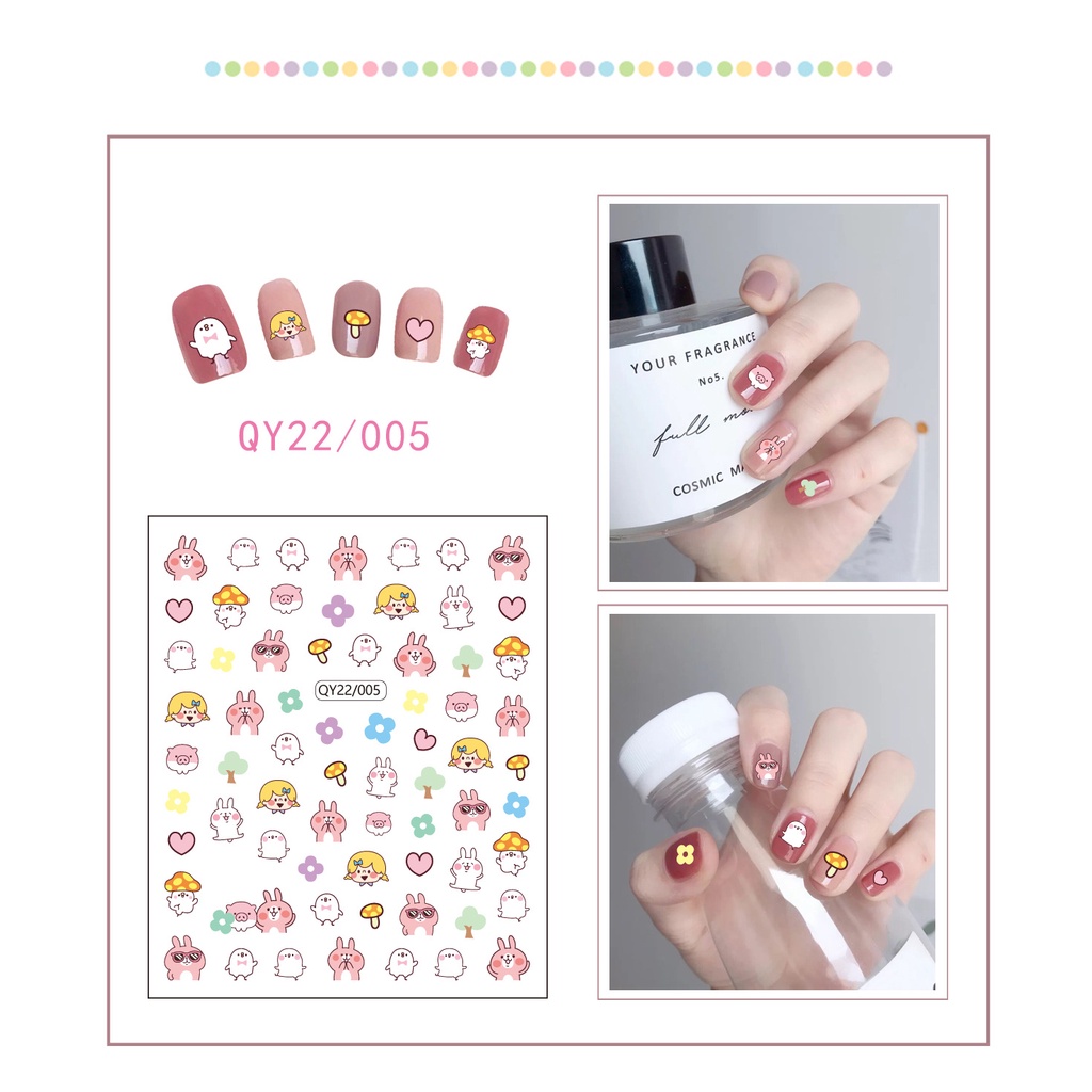 Miếng Dán Trang Trí Móng Tay Họa Tiết Hoạt Hình Dễ Thương